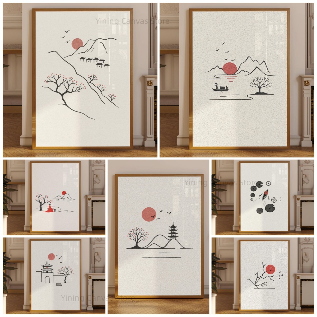 Japanese Minimalist Lifestyle - Минималистичный японский постер с чернилами, линейный